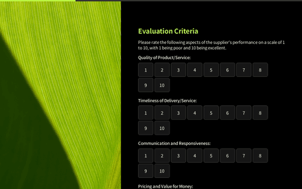 Evaluation form page preview